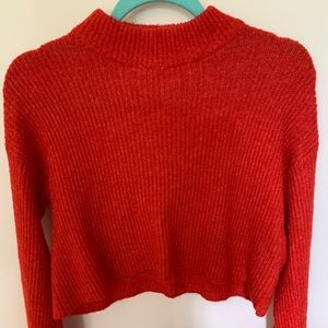 H&m cropped red sweater with a mock neck